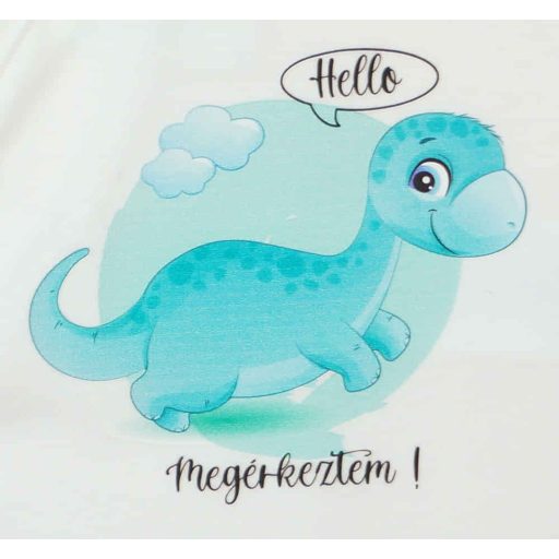 Elöl patentos hosszú ujjú baba body "Hello megérkeztem" mintával