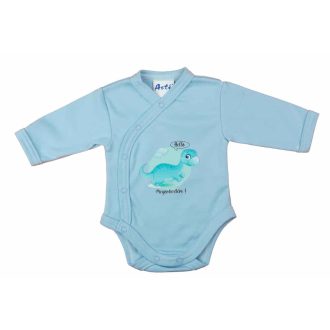 Elöl patentos hosszú ujjú baba body "Hello megérkeztem" mintával   Elöl patentos hosszú ujjú baba body "Hello megérkeztem" mintával