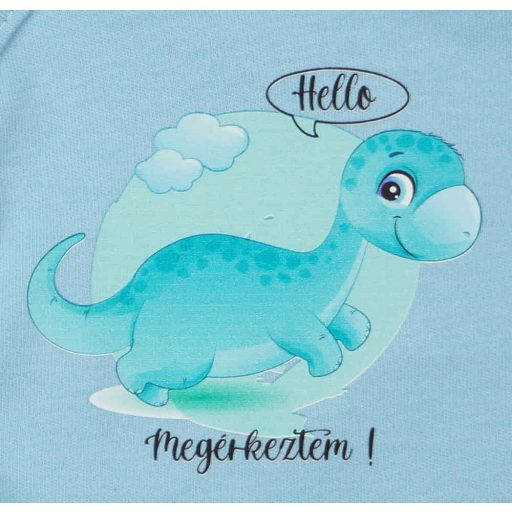 Elöl patentos hosszú ujjú baba body "Hello megérkeztem" mintával