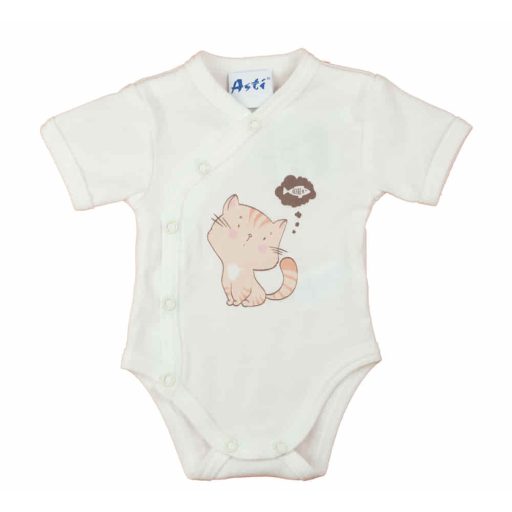 Biopamut elöl patentos rövid ujjú baba kombidresz