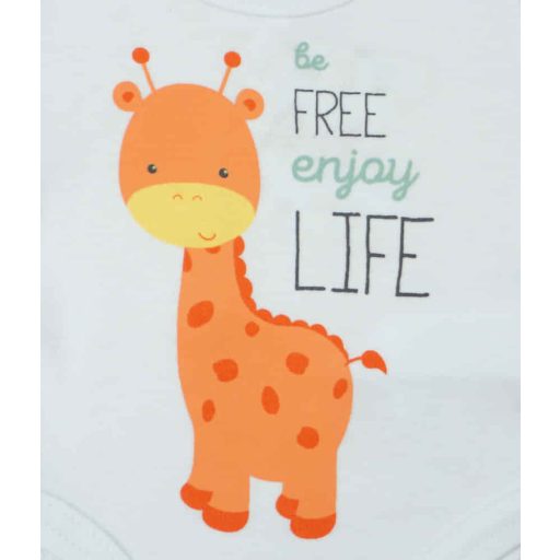 Hosszú ujjú baba body zsiráf mintával