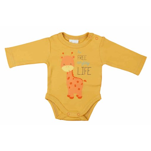 Hosszú ujjú baba body zsiráf mintával