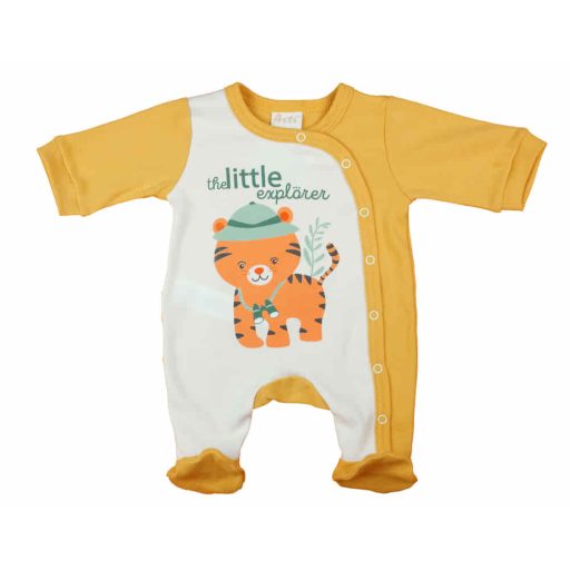 Hosszú ujjú vékony pamut baba rugdalózó Tigris mintával