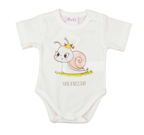 Rövid ujjú baba body cuki Csiga mintával