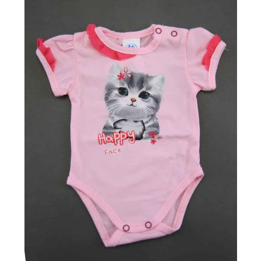 Fodros rövid ujjú baba body cuki Cicás mintával