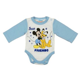 Hosszú ujjú baba body Mickey egér és Pluto mintával