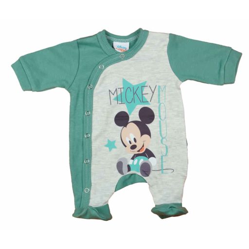 Hosszú ujjú elöl patentos baba rugdalózó Mickey egér mintával