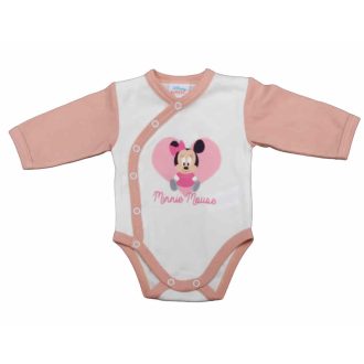 Disney elöl patentos hosszú ujjú baba body Minnie mintával   Disney elöl patentos hosszú ujjú baba body Minnie mintával