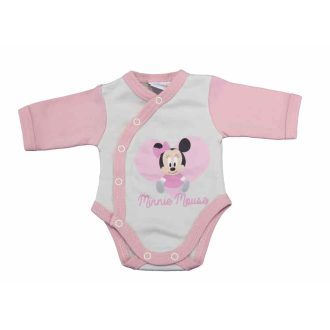 Disney elöl patentos hosszú ujjú baba body Minnie mintával   Disney elöl patentos hosszú ujjú baba body Minnie mintával
