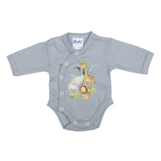 Elöl patentos hosszú ujjú baba body Szafari mintával Elöl patentos hosszú ujjú baba body Szafari mintával