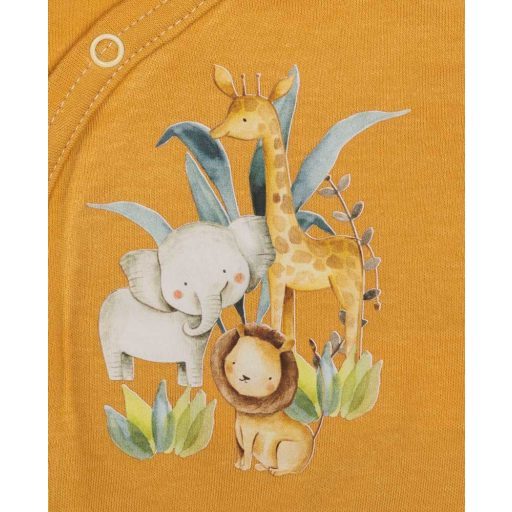 Elöl patentos hosszú ujjú baba body Szafari mintával