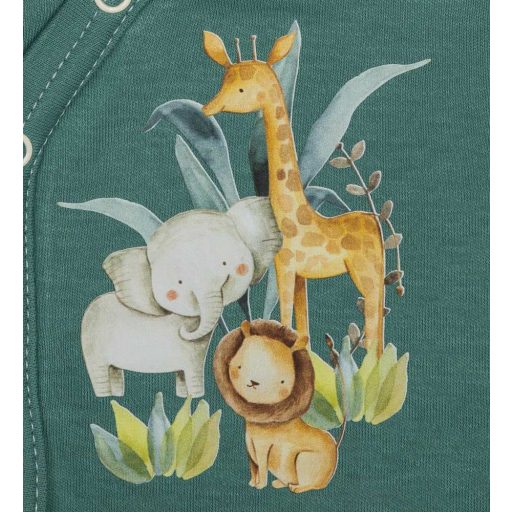 Elöl patentos hosszú ujjú baba body Szafari mintával