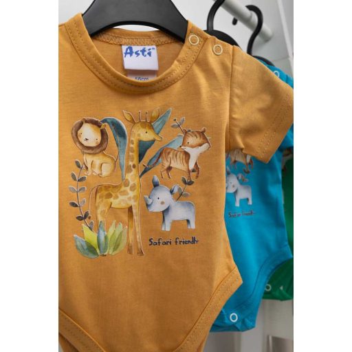 Rövid ujjú baba body Szafari mintával