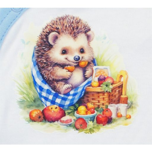 Elöl patentos hosszú ujjú baba body Erdő állatai mintával