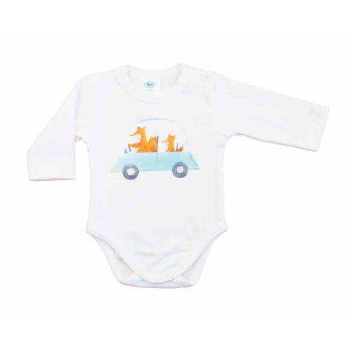 Hosszú ujjú baba body - Autós mintával