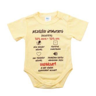 Feliratos rövid ujjú baba body