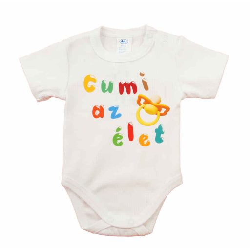 Feliratos rövid ujjú baba body