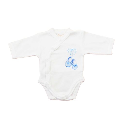 Elöl patentos hosszú ujjú baba body – Kis cipő mintával