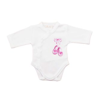 Elöl patentos hosszú ujjú baba body – Kis cipő mintával   Elöl patentos hosszú ujjú baba body – Kis cipő mintával