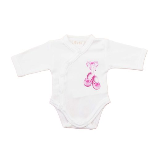 Elöl patentos hosszú ujjú baba body – Kis cipő mintával