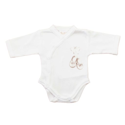 Elöl patentos hosszú ujjú baba body – Kis cipő mintával