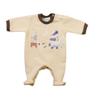   Belül bolyhos, hosszú ujjú baba rugdalózó – Állatos mintával