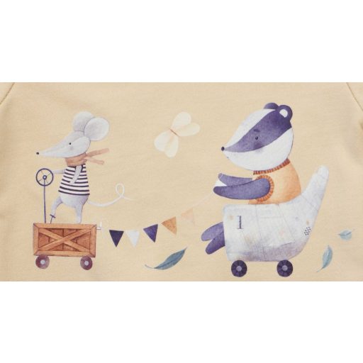 Belül bolyhos, hosszú ujjú baba rugdalózó – Állatos mintával