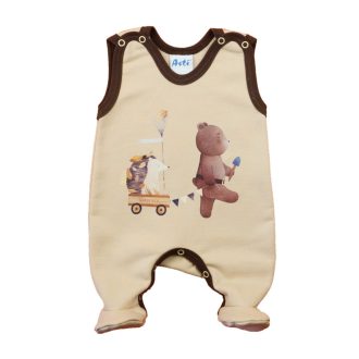 Ujjatlan belül bolyhos pamut rugdalózó - Macis mintával