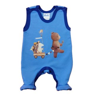 Ujjatlan belül bolyhos pamut rugdalózó - Macis mintával