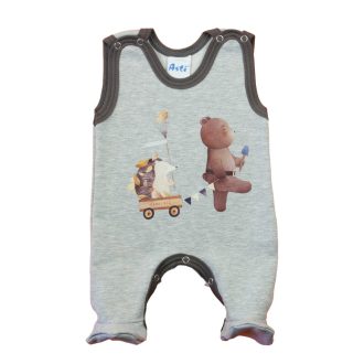 Ujjatlan belül bolyhos pamut rugdalózó - Macis mintával