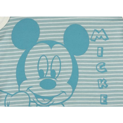 Biopamut Disney Mickey ujjatlan kék-bézs csíkos rugdalózó 74
