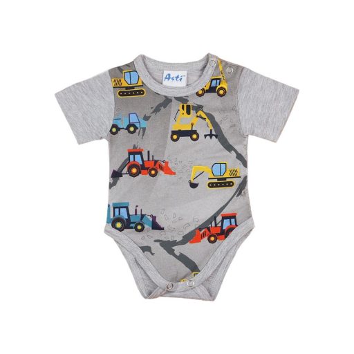 Markoló mintás rövid ujjú fiú kombidressz szürke