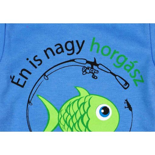 "Én is nagy horgász leszek" feliratos rövid ujjú baba body sárga