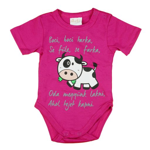Bocis feliratos rövid ujjú baba body pink