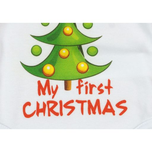 Karácsonyi hosszú ujjú baba body fehér