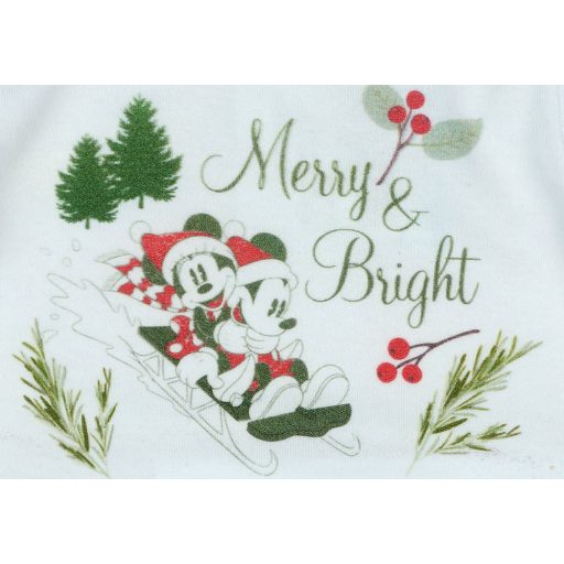 Disney Mickey és Minnie vintage karácsonyi hosszú ujjú baba body fehér