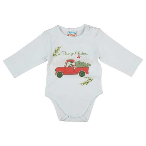 Hosszú ujjú baba body karácsonyi Mickey egér mintával