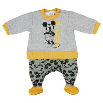   Hosszú ujjú belül bolyhos baba rugdalózó Mickey egér mintával