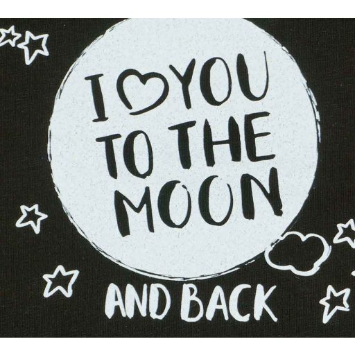 "I love you to the moon and back" feliratos rövid ujjú baba body fekete