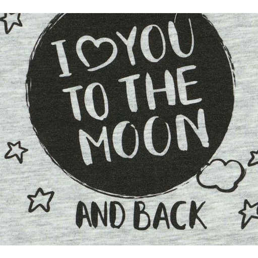 "I love you to the moon and back" feliratos rövid ujjú baba body szürke