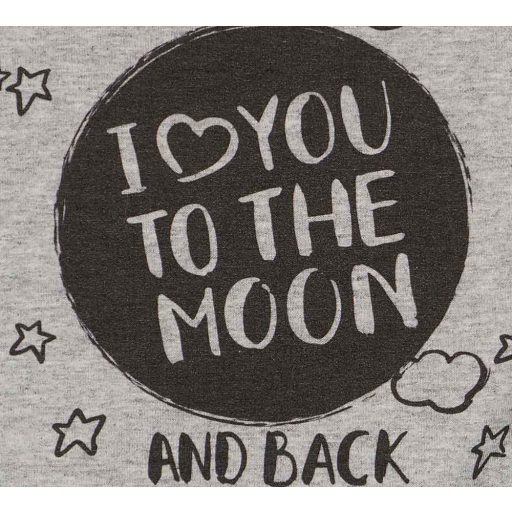 Hosszú ujjú baba rugdalózó " I love to the moon and back" felirattal