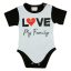 "Love my family" feliratos rövid ujjú baba body fekete