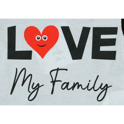 "Love my family" feliratos rövid ujjú baba body fekete