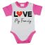 "Love my family" feliratos rövid ujjú baba body pink