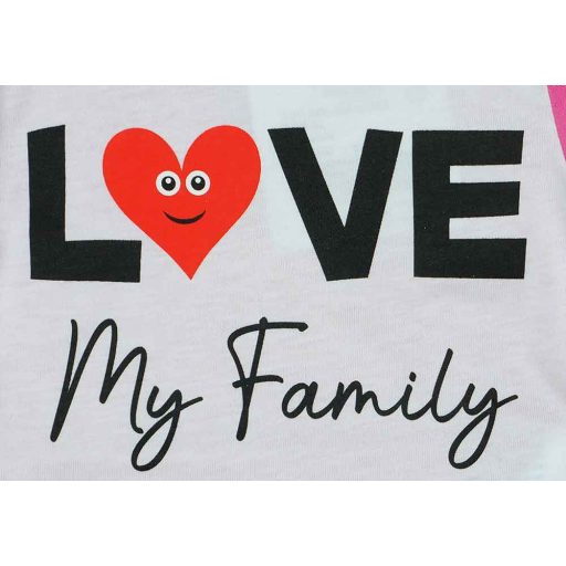 "Love my family" feliratos rövid ujjú baba body pink