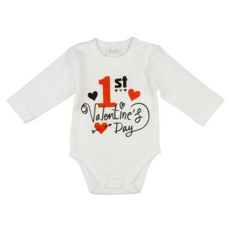  "1st Valentine's day" feliratos valentin napi baba body fehér