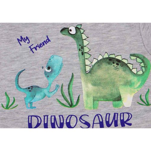 Rövid ujjú kisfiú baba body dinós mintával szürke