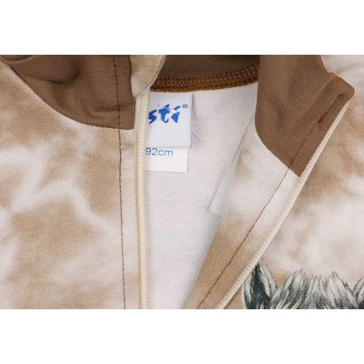 Cipzáras batikolt fiú kardigán láma mintával