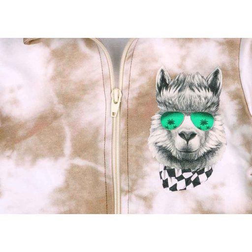 Cipzáras batikolt fiú kardigán láma mintával