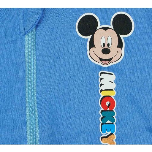 Hosszú ujjú, elöl cipzáras overálos pizsama Mickey mintával